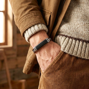 Kahverengi Deri ve 316L Halat Çelik Erkek Bileklik Kahverengi Deri ve 316L Halat Çelik Erkek Bileklik