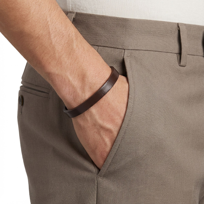 Kahverengi PU Deri Zamak Erkek Bileklik Kahverengi PU Deri Zamak Erkek Bileklik