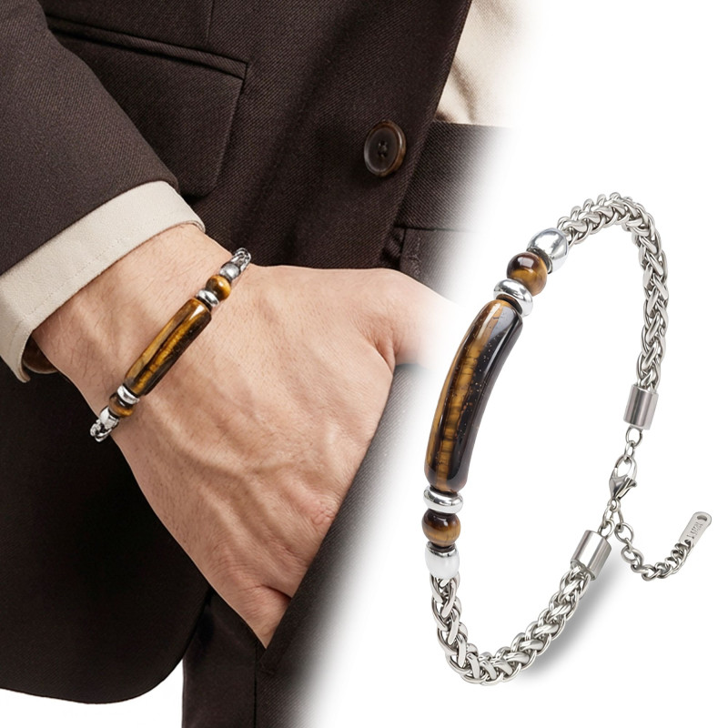 Kalplan Gözü Doğal Taşlı Ayarlanabilir Çelik Zincir Bileklik Kalplan Gözü Doğal Taşlı Ayarlanabilir Çelik Zincir Bileklik