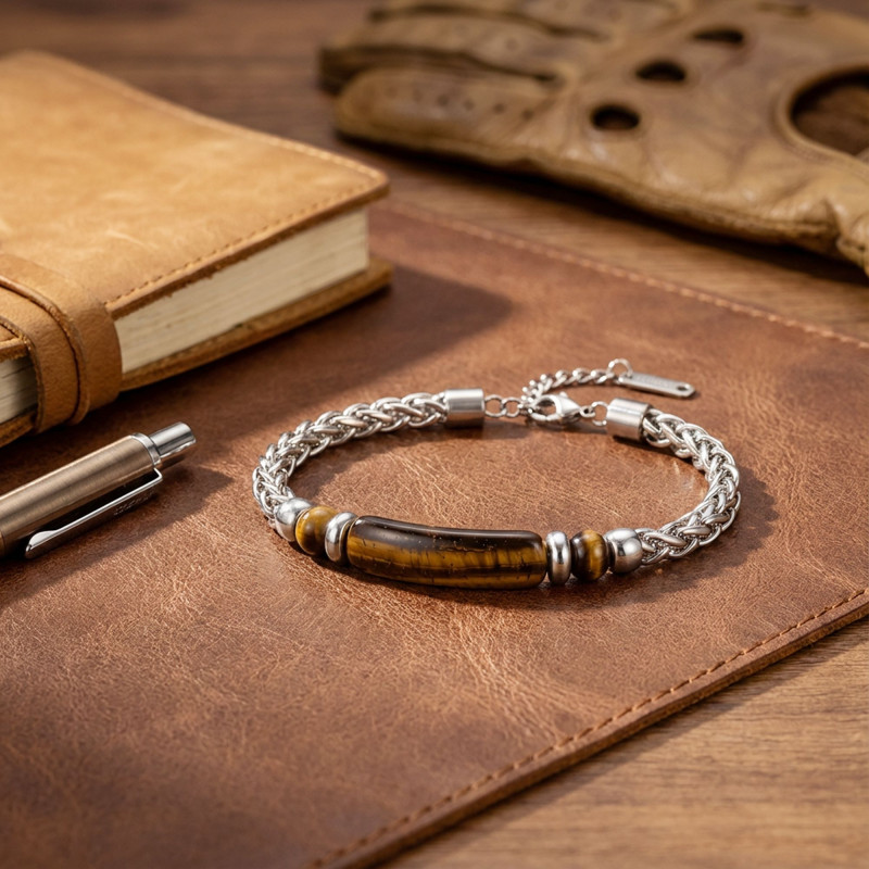 Kalplan Gözü Doğal Taşlı Ayarlanabilir Çelik Zincir Bileklik Kalplan Gözü Doğal Taşlı Ayarlanabilir Çelik Zincir Bileklik