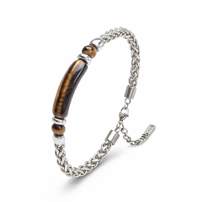 Kalplan Gözü Doğal Taşlı Ayarlanabilir Çelik Zincir Bileklik Kalplan Gözü Doğal Taşlı Ayarlanabilir Çelik Zincir Bileklik