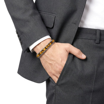 Kaplan Gözü Doğal Taşlı Hasır Örgü Zincirli Erkek Çelik Bileklik Kaplan Gözü Doğal Taşlı Hasır Örgü Zincirli Erkek Çelik Bileklik