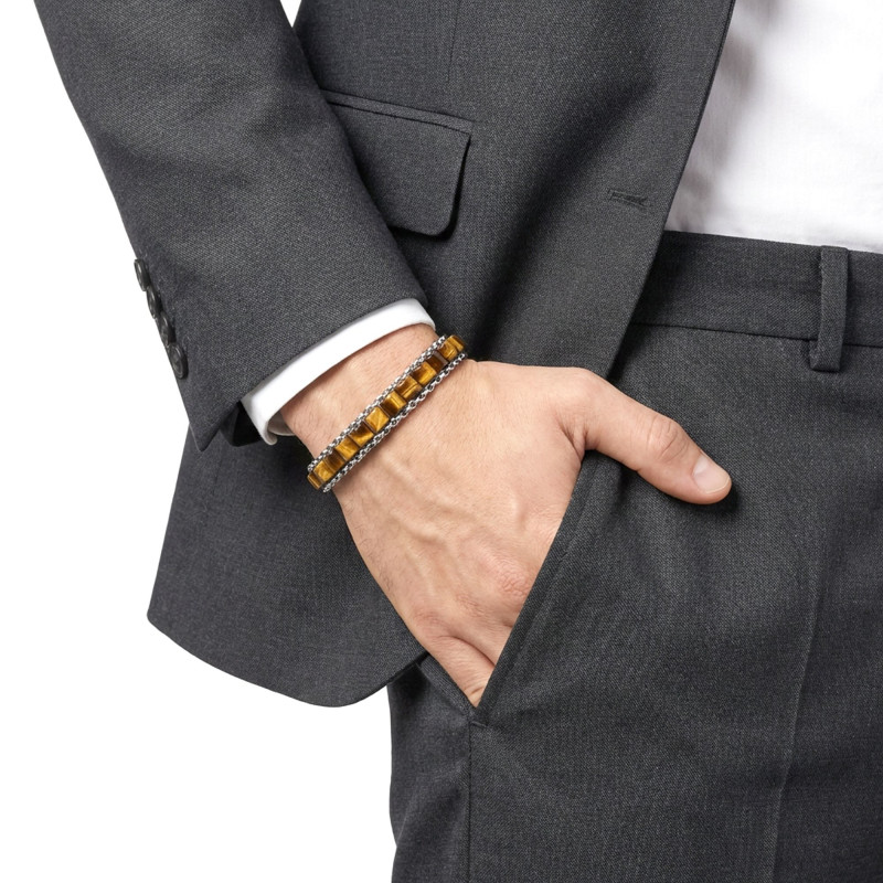 Kaplan Gözü Doğal Taşlı Hasır Örgü Zincirli Erkek Çelik Bileklik Kaplan Gözü Doğal Taşlı Hasır Örgü Zincirli Erkek Çelik Bileklik