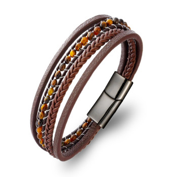 Kaplan Gözü Doğaltaş Ve Deri Bileklik