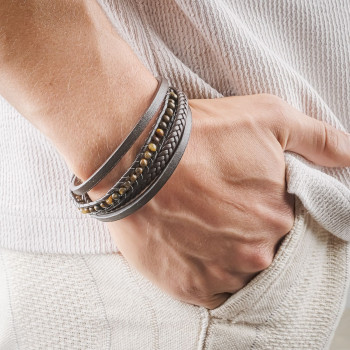 Kaplan Gözü Doğaltaş Ve Deri Bileklik Kaplan Gözü Doğaltaş Ve Deri Bileklik