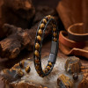 Tiger's Eye Natural Stone Leather Bracelet