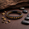 Tiger's Eye Natural Stone Leather Bracelet