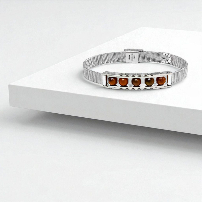 Kaplan Gözü Taşı ve Paslanmaz Çelik Bileklik Kaplan Gözü Taşı ve Paslanmaz Çelik Bileklik