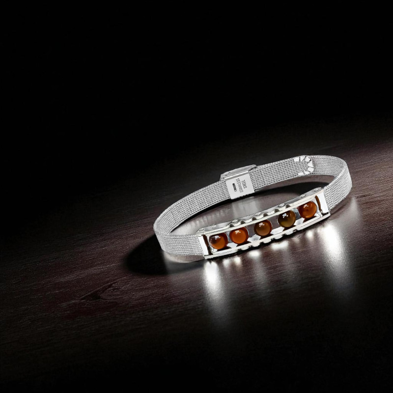 Kaplan Gözü Taşı ve Paslanmaz Çelik Bileklik Kaplan Gözü Taşı ve Paslanmaz Çelik Bileklik