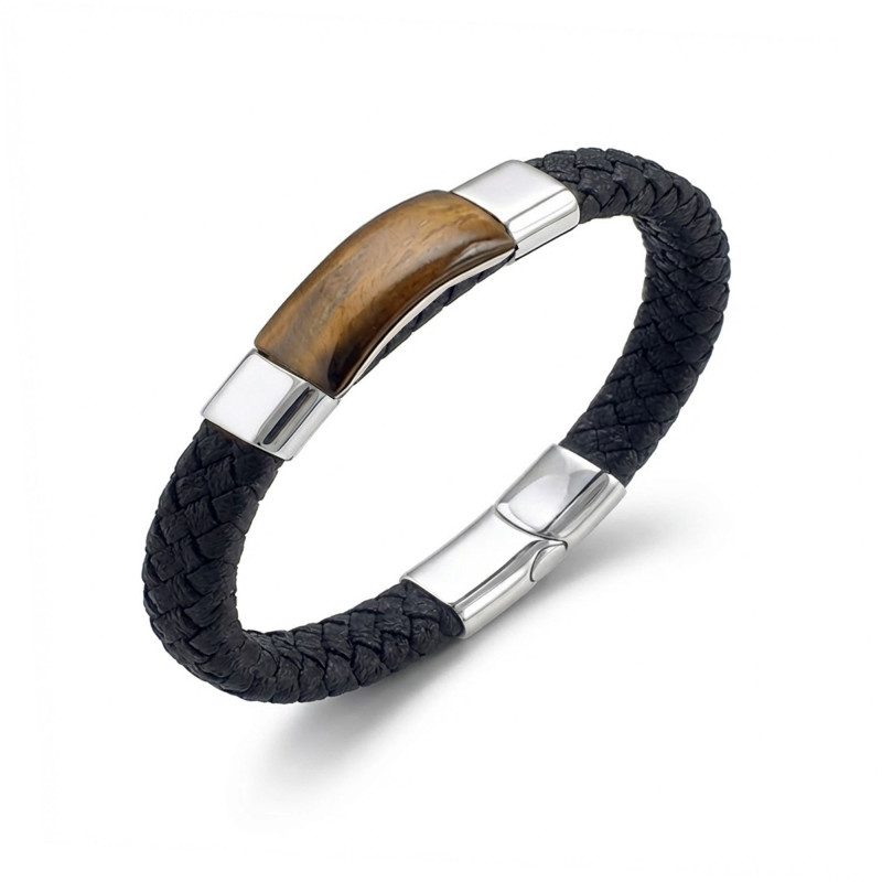 Kaplangözü Doğaltaş Ve Deri Çelik Bileklik