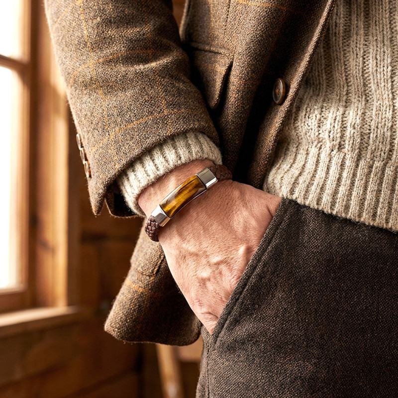 Kaplangözü Doğaltaş Ve Deri Çelik Bileklik Kaplangözü Doğaltaş Ve Deri Çelik Bileklik