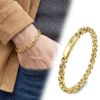 Kilit Mekanizmalı Sarı Kral Zincir Bileklik 6mm