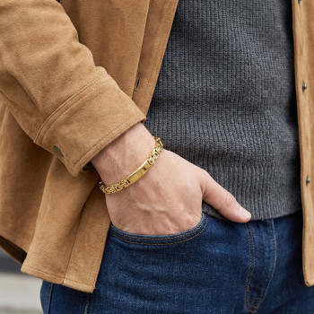 Kilit Mekanizmalı Sarı Kral Zincir Bileklik 6mm