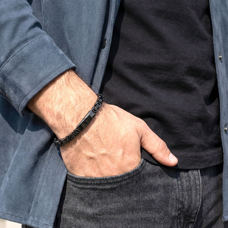 Kilit Mekanizmalı Siyah Kral Zincir Bileklik 6Mm Kilit Mekanizmalı Siyah Kral Zincir Bileklik 6Mm
