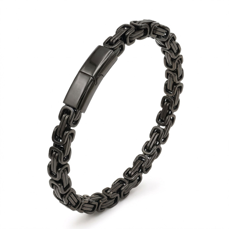 Kilit Mekanizmalı Siyah Kral Zincir Bileklik 6Mm
