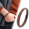 Kırmızı Jasper & Hematit Çelik Örgülü Deri Bileklik Kırmızı Jasper & Hematit Çelik Örgülü Deri Bileklik