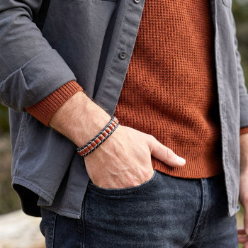 Kırmızı Jasper & Hematit Çelik Örgülü Deri Bileklik Kırmızı Jasper & Hematit Çelik Örgülü Deri Bileklik