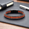 Kırmızı Jasper & Hematit Çelik Örgülü Deri Bileklik Kırmızı Jasper & Hematit Çelik Örgülü Deri Bileklik