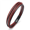 Kırmızı Siyah Çoklu Deri Ve Titianyum Kilitli Çelik Bileklik Kırmızı Siyah Çoklu Deri Ve Titianyum Kilitli Çelik Bileklik