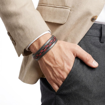 Kırmızı Siyah Saç Örgülü Çoklu Bileklik Kırmızı Siyah Saç Örgülü Çoklu Bileklik