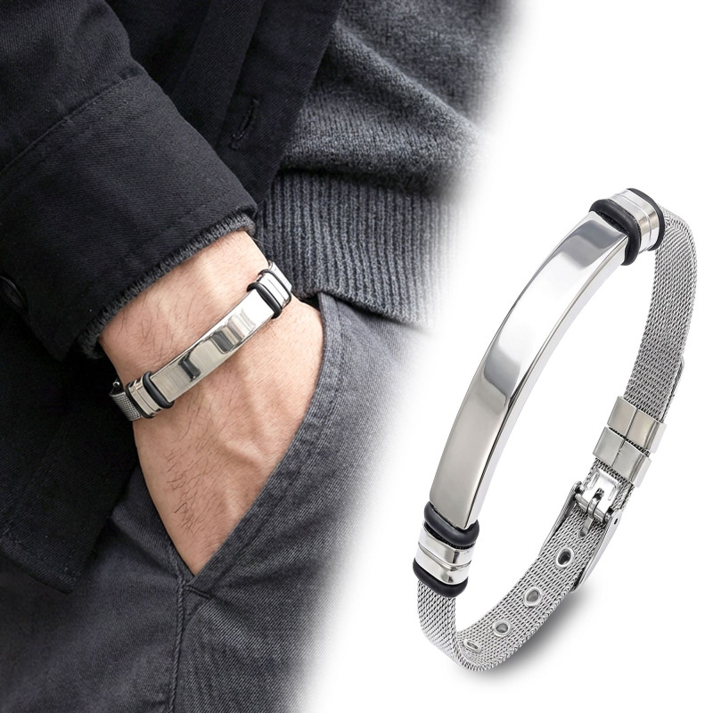 Kişiselleştirilebilir İsim Yazılabilir Ayarlanabilir Kordonlu Çelik Bileklik Kişiselleştirilebilir İsim Yazılabilir Ayarlanabilir Kordonlu Çelik Bileklik