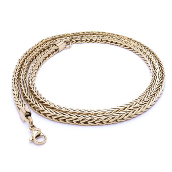 Köşeli Kral Bakla Örgülü Çelik Kolye 4mm