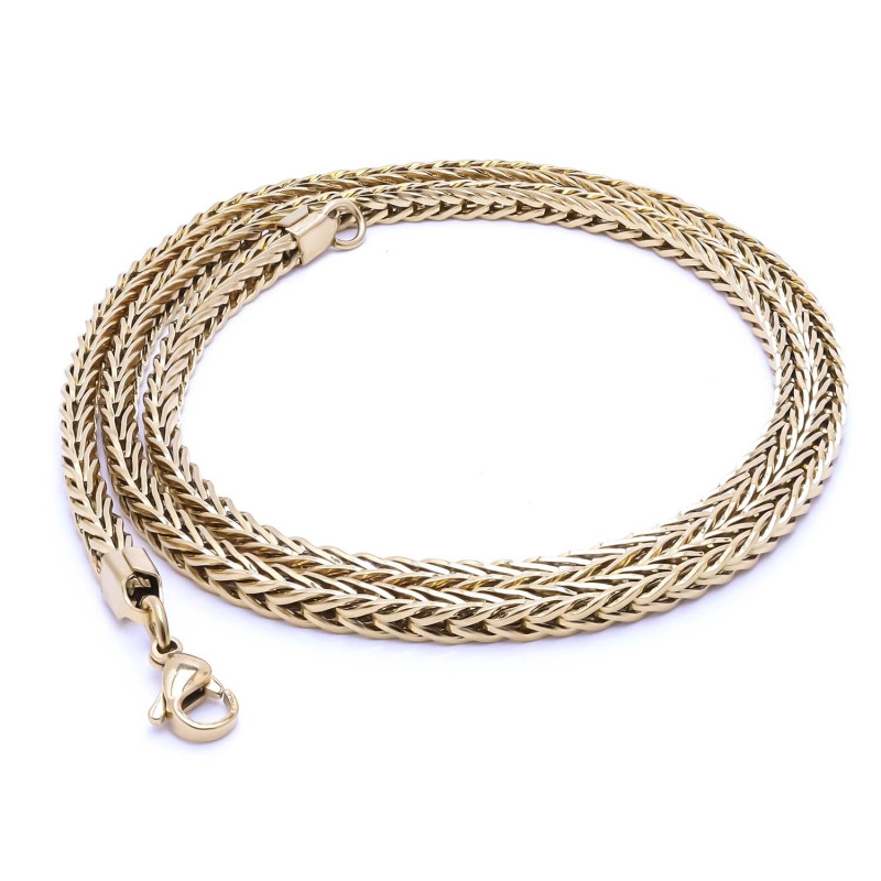 Köşeli Kral Bakla Örgülü Çelik Kolye 4mm Köşeli Kral Bakla Örgülü Çelik Kolye 4mm