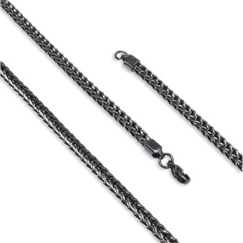 Köşeli Kral Bakla Örgülü Çelik Kolye 4mm