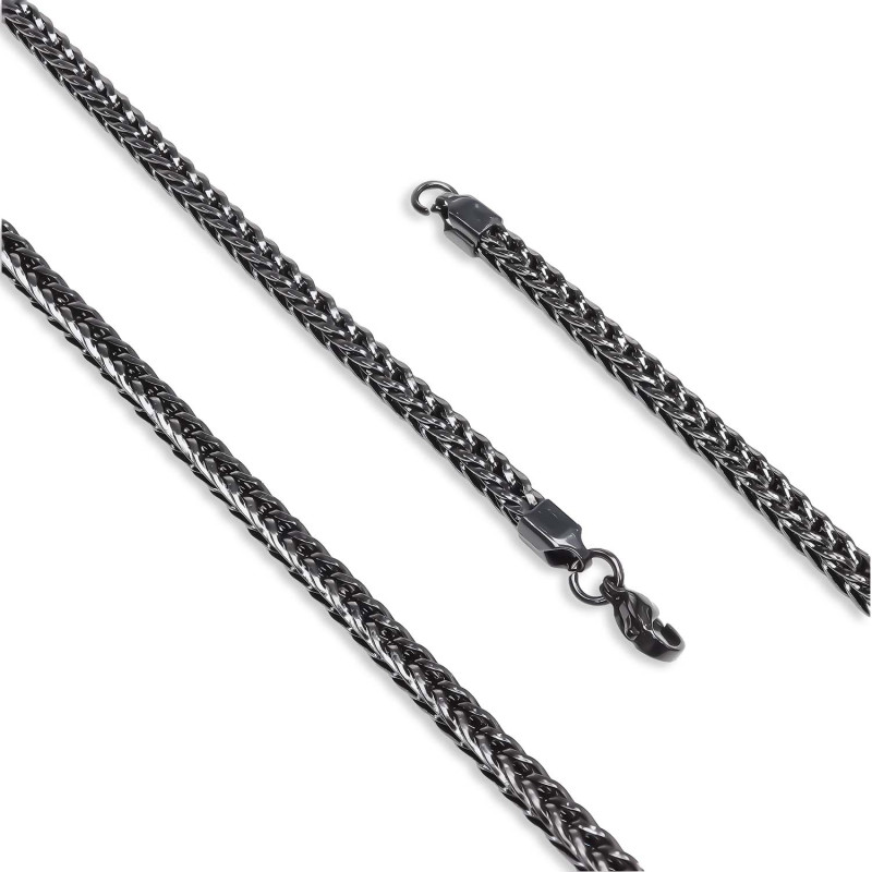 Köşeli Kral Bakla Örgülü Çelik Kolye 4mm Köşeli Kral Bakla Örgülü Çelik Kolye 4mm