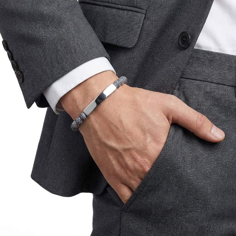 Mat Akik Beyaz İsim Yazılabilir Ve Ayarlanabilir Çelik Zincir Bileklik Mat Akik Beyaz İsim Yazılabilir Ve Ayarlanabilir Çelik Zincir Bileklik