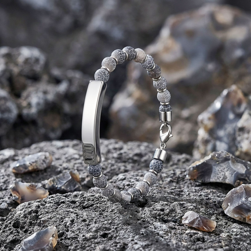 Mat Akik Beyaz İsim Yazılabilir Ve Ayarlanabilir Çelik Zincir Bileklik Mat Akik Beyaz İsim Yazılabilir Ve Ayarlanabilir Çelik Zincir Bileklik