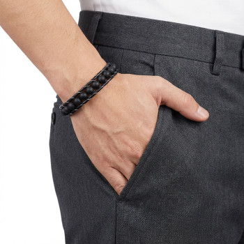 Matte Onyx Stone Braided Leather Bracelet Matte Onyx Stone Braided Leather Bracelet