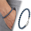 Mavi Küre Hematit Doğal Taşlı Ayarlanabilir Çelik Zincir Bileklik
