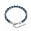Mavi Küre Hematit Doğal Taşlı Ayarlanabilir Çelik Zincir Bileklik