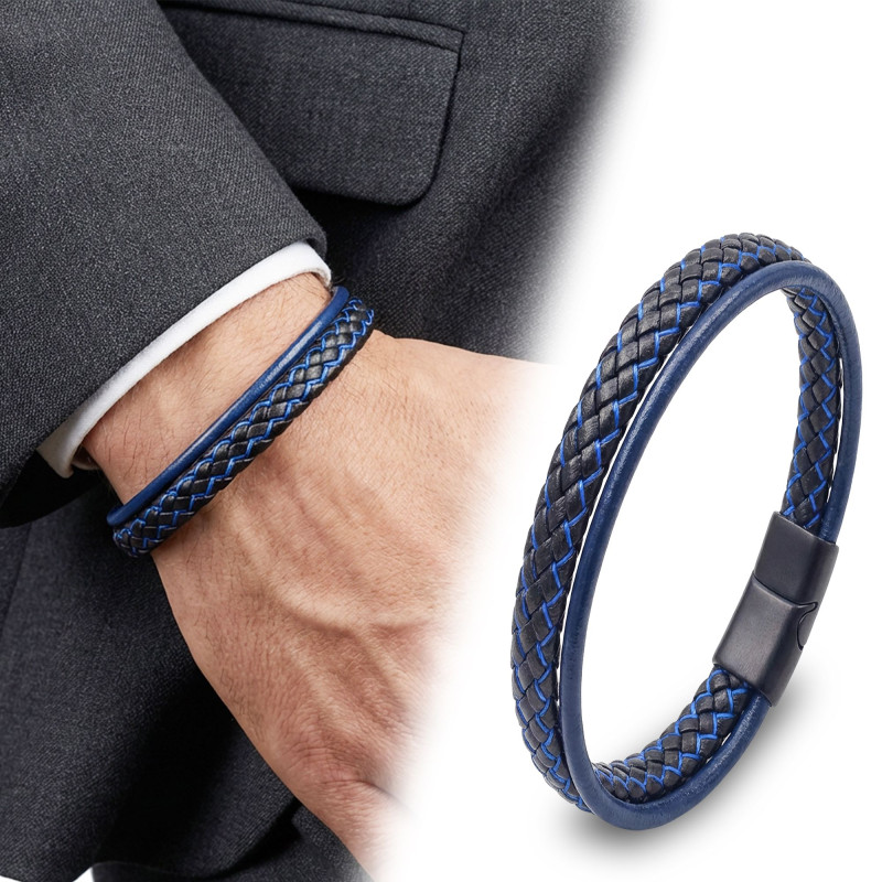 Mavi Renk Çoklu Deri Bileklik Mavi Renk Çoklu Deri Bileklik