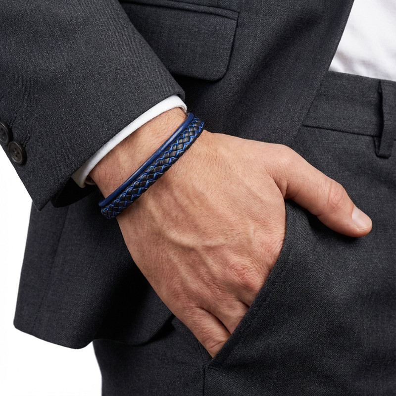 Mavi Renk Çoklu Deri Bileklik Mavi Renk Çoklu Deri Bileklik