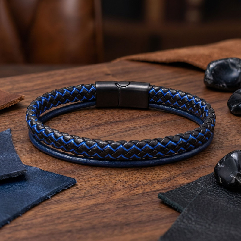 Mavi Renk Çoklu Deri Bileklik Mavi Renk Çoklu Deri Bileklik