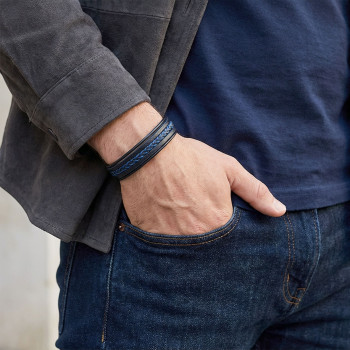Mavi Siyah Çoklu Deri Bileklik Mavi Siyah Çoklu Deri Bileklik