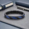 Mavi Ve Siyah Deri Örgü Ve Çelik Bileklik Mavi Ve Siyah Deri Örgü Ve Çelik Bileklik