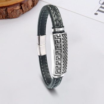Motif Steel and Leather Bracelet Motif Steel and Leather Bracelet