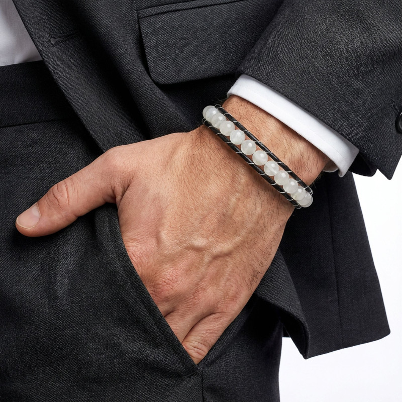 Neon Fosforlu Deri Çelik Bilelklik