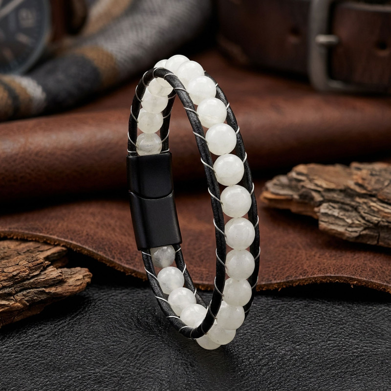 Neon Fosforlu Deri Çelik Bilelklik