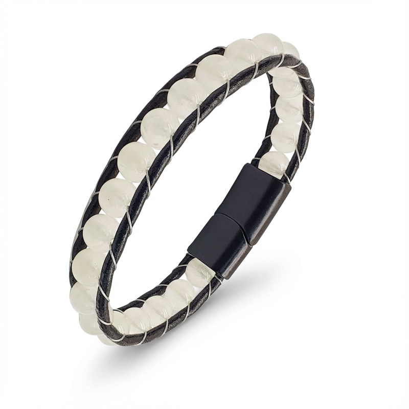 Neon Fosforlu Deri Çelik Bilelklik