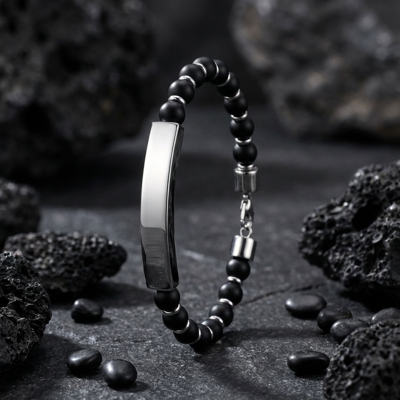 Oniks Beyaz İsim Yazılabilir Ve Ayarlanabilir Çelik Zincir Bileklik Oniks Beyaz İsim Yazılabilir Ve Ayarlanabilir Çelik Zincir Bileklik