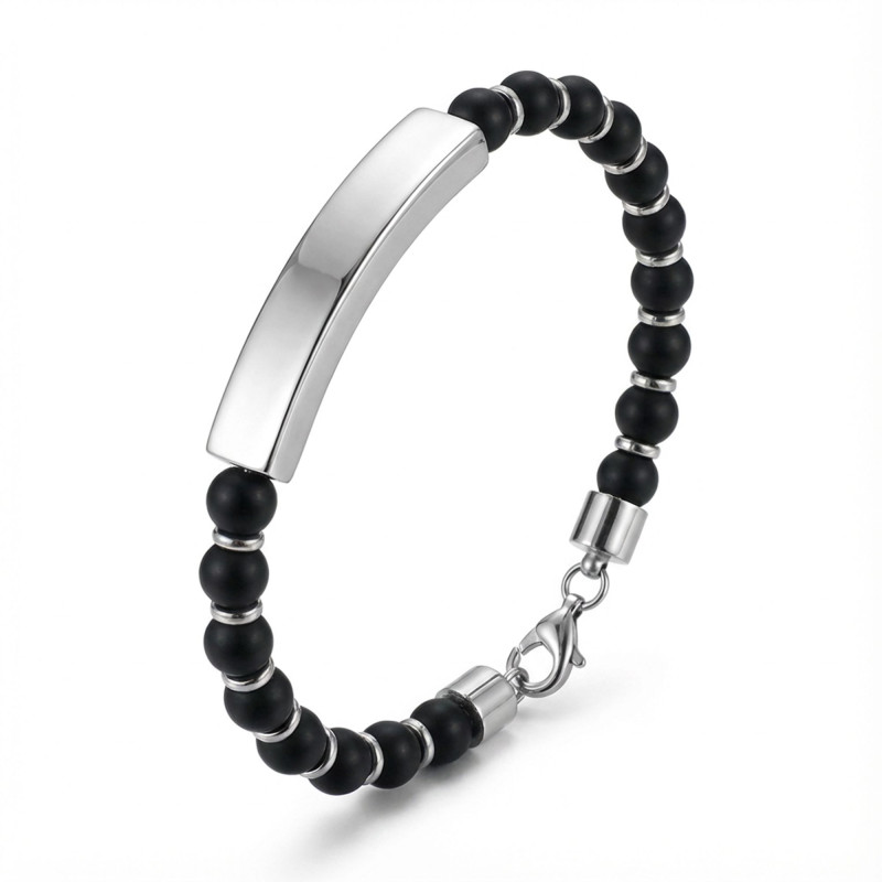 Oniks Beyaz İsim Yazılabilir Ve Ayarlanabilir Çelik Zincir Bileklik Oniks Beyaz İsim Yazılabilir Ve Ayarlanabilir Çelik Zincir Bileklik