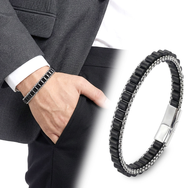 Oniks Doğal Taşlı Hasır Örgü Zincirli Erkek Çelik Bileklik Oniks Doğal Taşlı Hasır Örgü Zincirli Erkek Çelik Bileklik