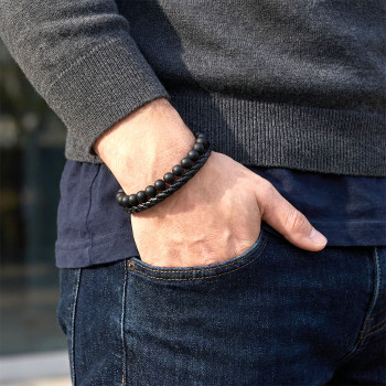 Oniks Doğaltaş Ve Deri Erkek Bileklik Oniks Doğaltaş Ve Deri Erkek Bileklik