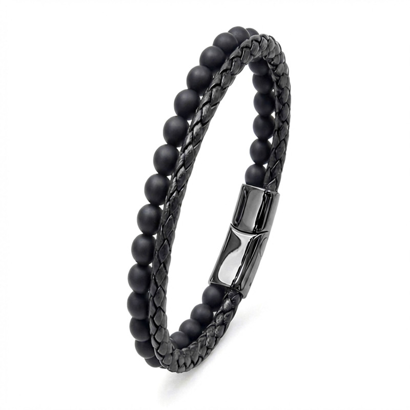 Oniks Doğaltaş Ve Deri Erkek Bileklik Oniks Doğaltaş Ve Deri Erkek Bileklik