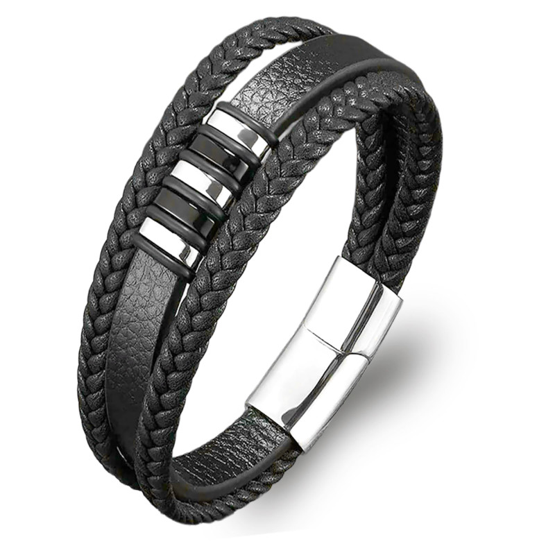 Orijinal Deri ve 316L Çoklu Çelik Erkek Bileklik Orijinal Deri ve 316L Çoklu Çelik Erkek Bileklik