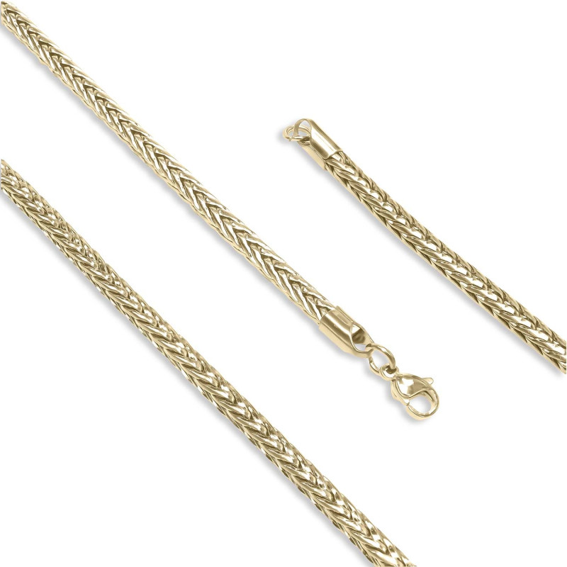 Oval Kral Bakla Örgülü Çelik Kolye 4mm